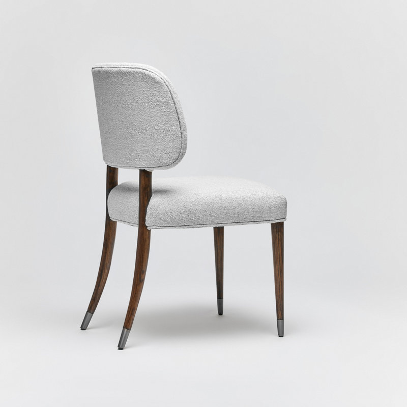 Serafina Upholstered Dining Chair, Brushed Nickel/Walnut