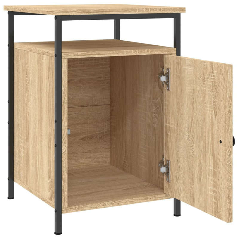 Gibby 40cm W Iron Bedside Table, Sonoma Oak