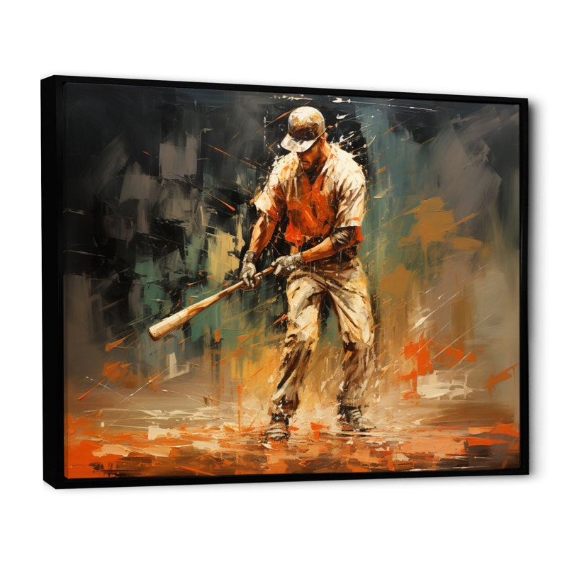 Baseball abstrait Infield - imprimé, H 34 po x l 44 po x P 1,5 po, Cadre flottant noir