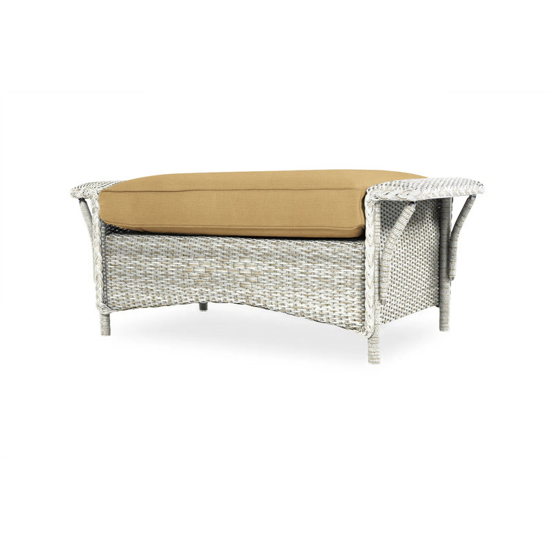 Nantucket Outdoor Ottoman, Canvas Black Sunbrella® Canvas, Antique White