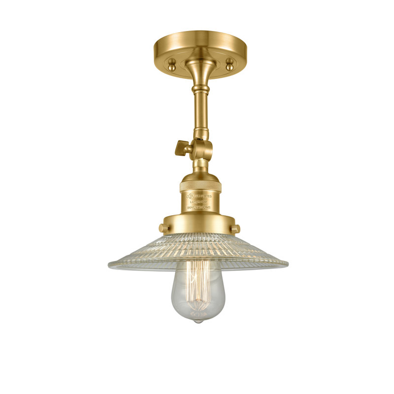 Plafonnier semi-encastré 1 lumière 8,5 po Miramontes, Ampoule DEL 6 watts Vinage, Halophane transparent, Or satiné