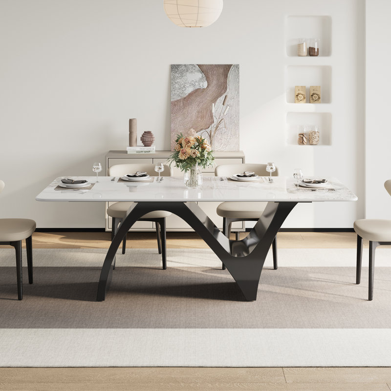 Modern Dining Table, 29.5" H x 71" L x 35.4" W