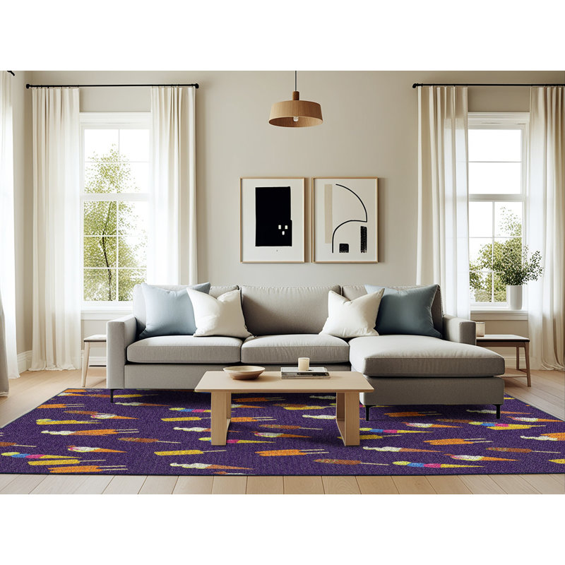 Mauve/brun Tapis décoratif, Rectangle 6 pi x 9 pi