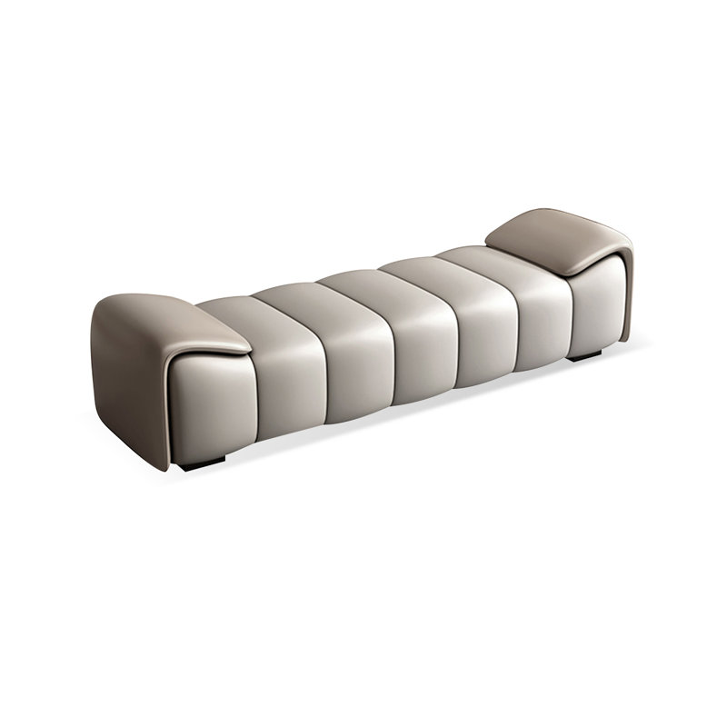 Banc rembourré gris + gris clair, H 20,47 po x l 78,74 po x P 19,69 po