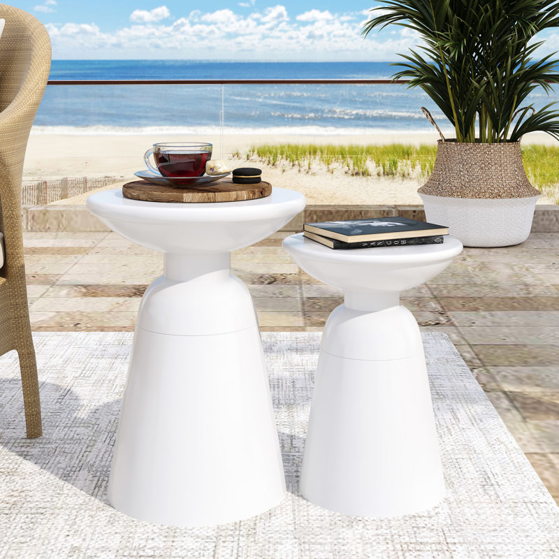 Contemporary Metal S/2 End Tables, Powder-coated White With Chic Frame And Flared Pedestal Base For Hallway Organization Fashionable Table Pair, Long-lasting Iron Attractive Feature Entryway Furniture