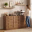 Buffet buffet avec rangement, grande armoire d'appoint en bois 31,3 po avec portes, console Mid-Century Modern-130059044