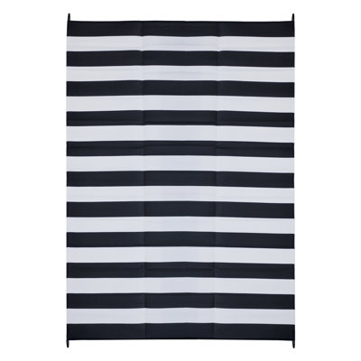 Outdoor Rug Recycled Plastic Straw Waterproof Patio - Mayur Black & White