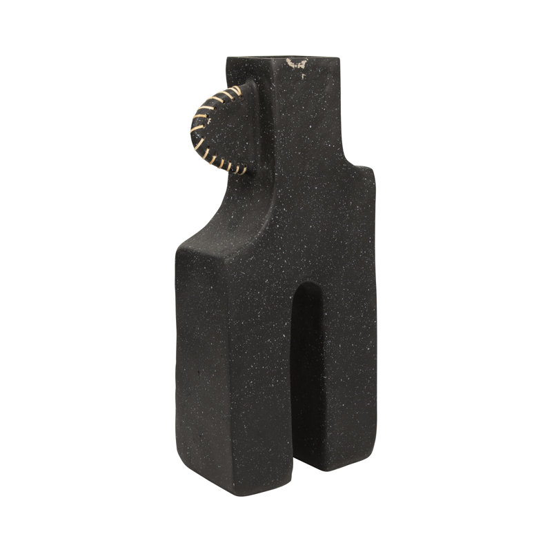 Sagebrook Home Wisner Textured Natural Abstract Modern Vase, Black, 21" H x 10" W x 6" D
