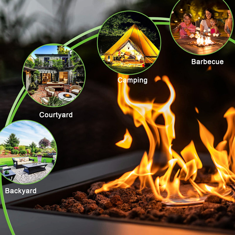 50000 Propane Fire Pit Table, 28in Square Outdoor Dinning Fireplace With Lid, Lava Stone, For Deck Backyard Courtyard Patio