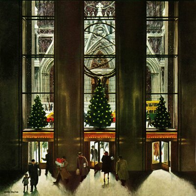 St. Patrick's Cathedral at Christmas by John Falter Painting Print on Wrapped Canvas -  Marmont Hill, MH-RETR-146-C-18