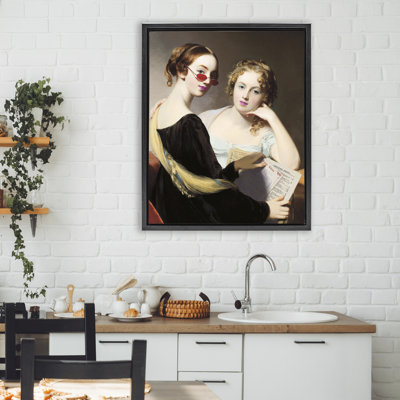 Vintage Ladies Ordering Takeout Floating Frame, design by Wild Apple Portfolio