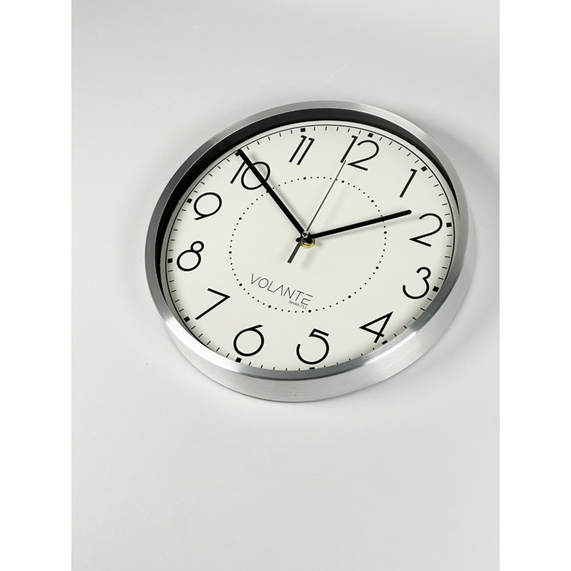 Stylish Decorative Wall Clock, 30 x 30 inches, Silver Aluminum | Real Glass Cover, Thickness: 1.8 inches | Modern Design for Home & Office Decor, Elegant & Functional Timepiece