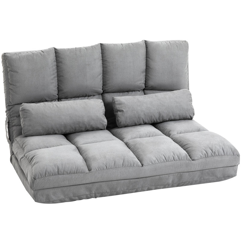 Chaise de sol pliante, dossier et appui-tête réglables, 2 coussins, lit gris, peu encombrant, canapé, lit gris, économiseur, structure