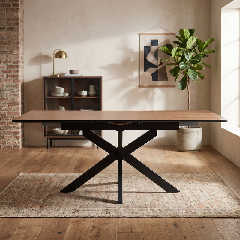 Deebora Extension Dining Table, 76cm H x 140cm W x 90cm D, Brown Wood