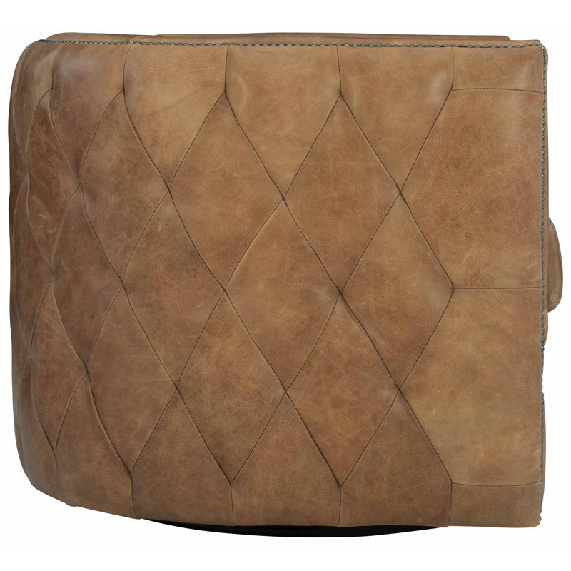 Palazzo Swivel Barrel Chair, Brown Genuine Leather