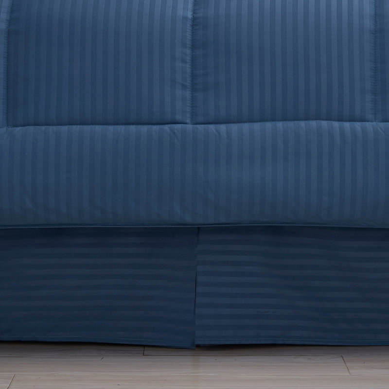 Ensemble d'édredon à rayures Dobby, Édredon très grand et 7 pièces supplémentaires, Denim