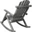 Chaise berçante grise en bois gris avec structure robuste, conception ergonomique et douce impulsion berçante pour le patio, le balcon, la détente inspirée de la balançoire en bois de sapin à l'intérieur, soutien du dos, assemblage transparent-121046519