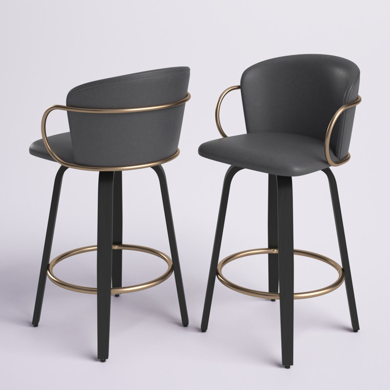 Benedic Swivel Upholstered Counter Stool, Charcoal