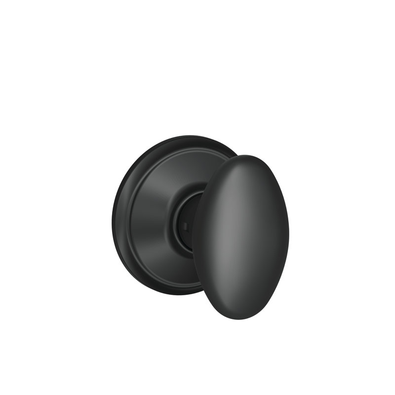 Siena Passage Door Knob with Rosette, Matte Black