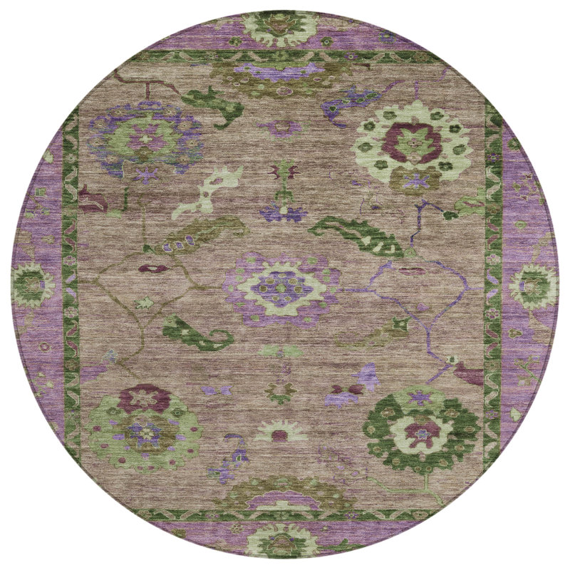 Machine Washable Indoor/Outdoor Chantille ACN2230 Global Rug, Round 8'