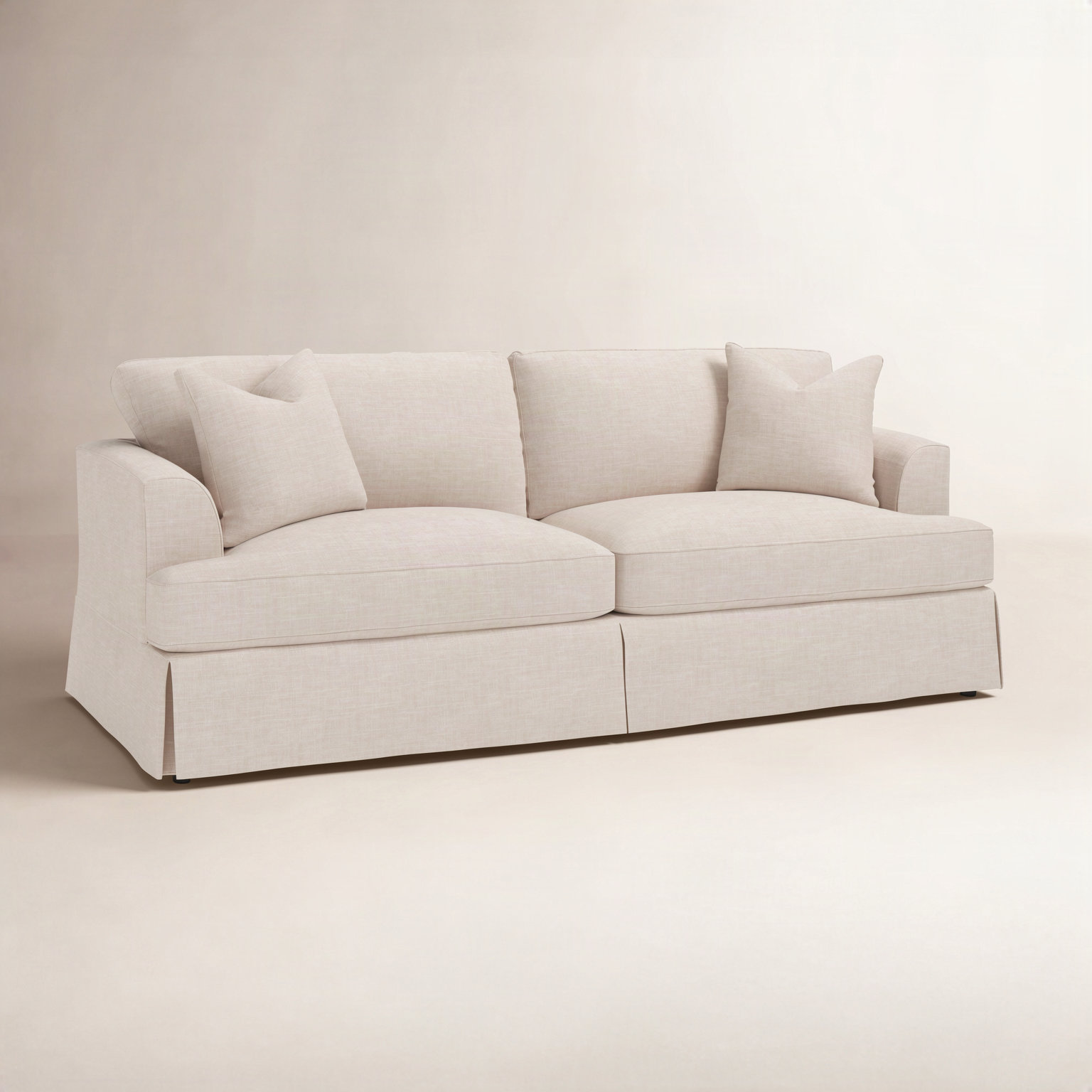 Lucia 92.5'' Upholstered Sofa, Lena Sand Performance Linen Blend