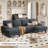 110" U-Shape Sectional Sofa With Armrests, Wood-Seat, Metal Frame & Upholstery, Modern Comfy Design For Living Room Or Family Lounge-797871160