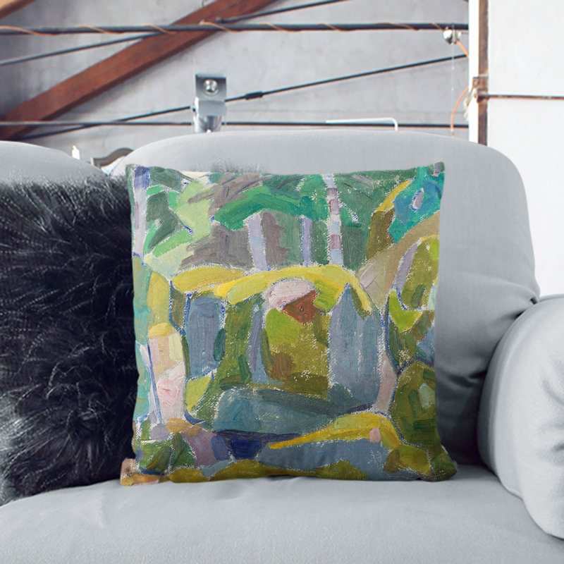 Landscape With Trees Square Throw Cushion, 55cm H x 55cm W x 20cm D