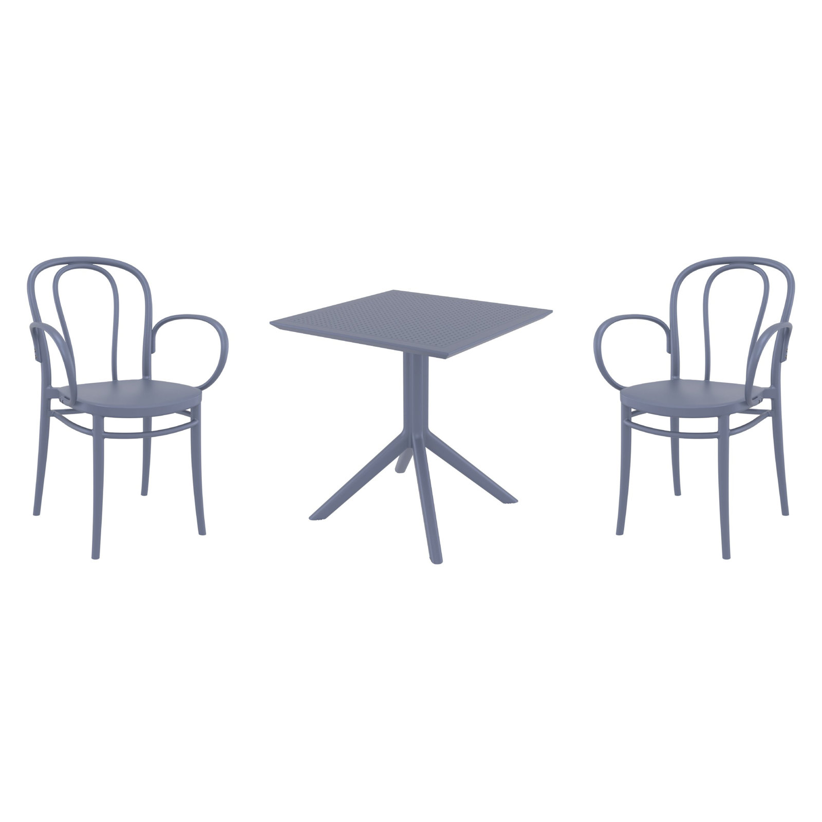 Farrah Square 2 - Person 60" Long Bistro Set, Dark Gray