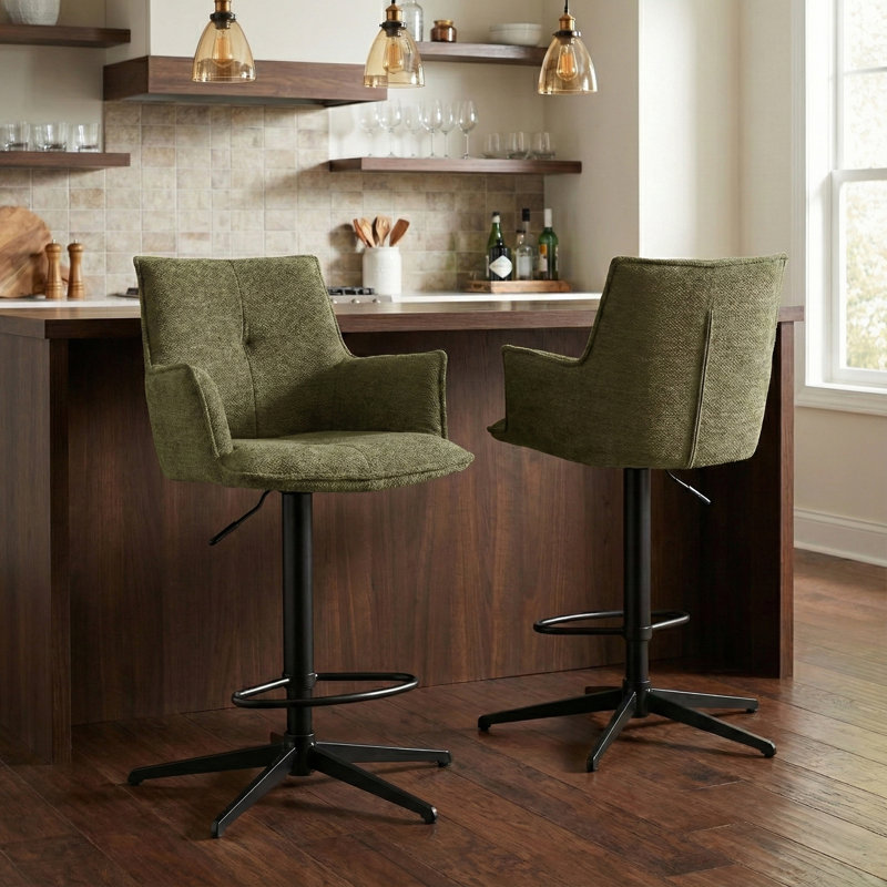 Fabric Bar Stool, Green