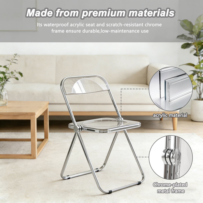 Chaise pliante empilable en acrylique 18,5 po