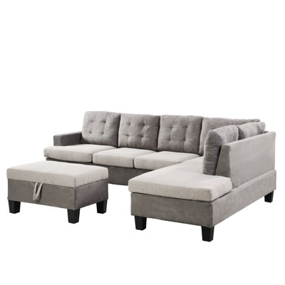 Dudziak Upholstered L-Shaped Sectional with Ottoman
