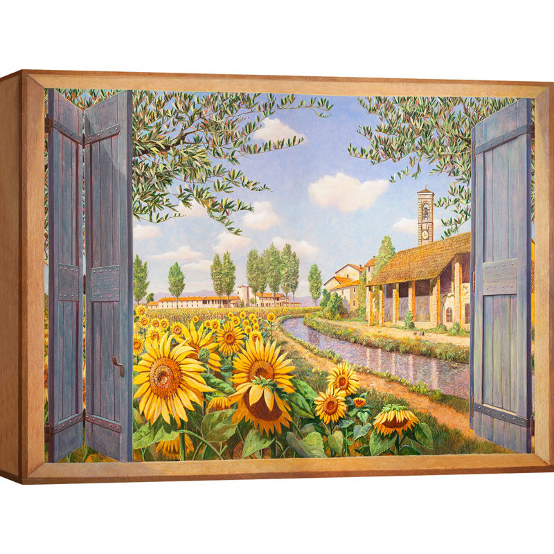 Cottage Among The Sunflowers by Andrea Del Missier - Wrapped Canvas Print, 70cm H x 100cm W x 4cm D