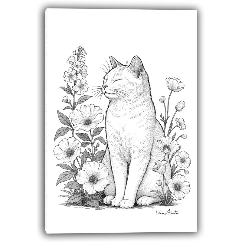 Chat floral avec fleurs sauvages Serenity, H 48 po x l 36 po