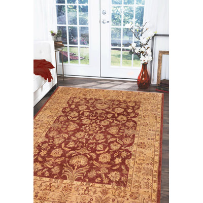 Baccio Moroccan Handmade Hand-Knotted Rectangle 8'2" x 9'9" Wool Area Rug in Brown
