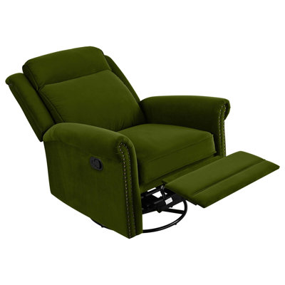 Luxurious Velvet Recliner with 360° Swivel, Adjustable Backrest, and Rocking Function for Ultimate Comfort by Red Barrel Studio