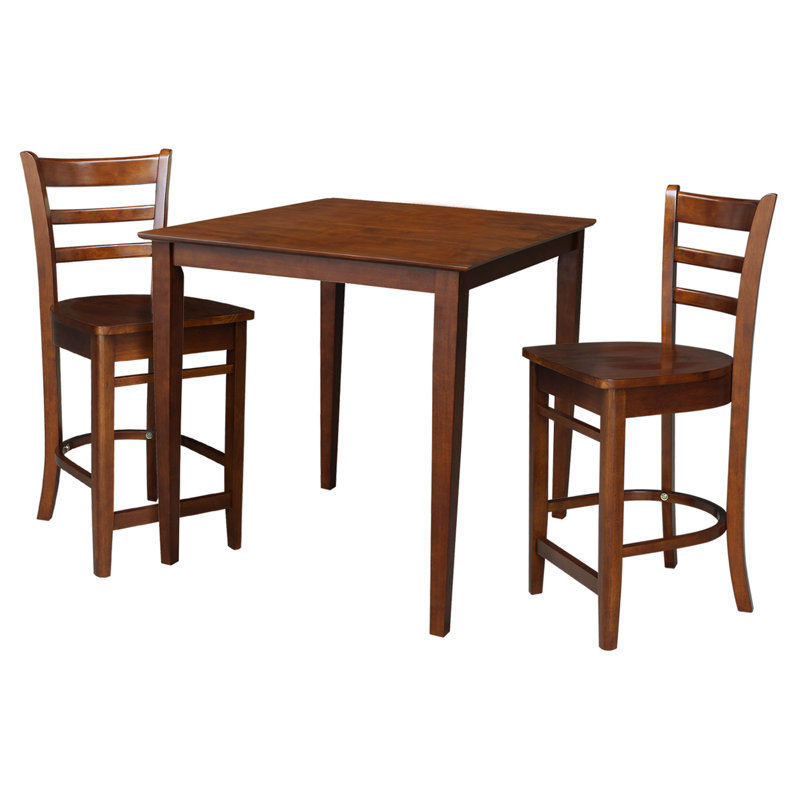 2 - Person Counter Height Solid Wood Dining Set, Espresso