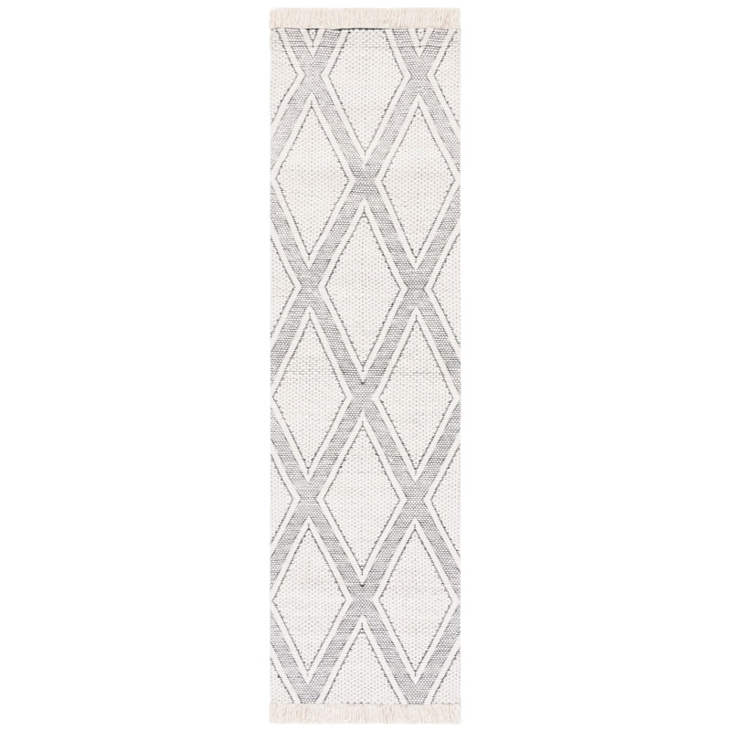 Natura 867 Hand Woven Wool And Cotton With Latex Geometric Rug, Runner 2'3" x 9'
