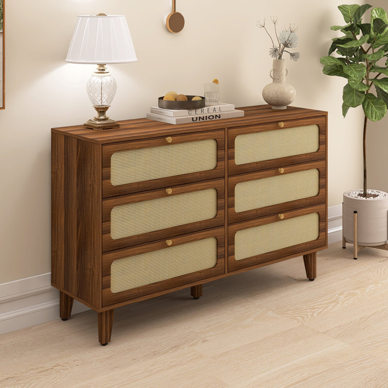 Commode de rangement à 6 tiroirs Chemere, Noyer