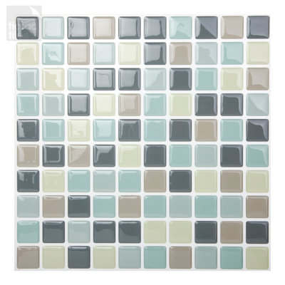 10'' W x 10'' L PVC Peel and Stick Mosaic Tile