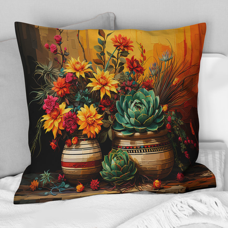 Boho Pottery Blooms - Coussin Boho