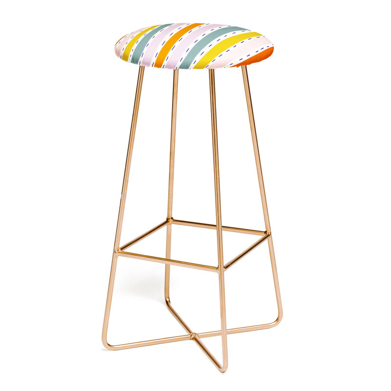 Dinu Upholstered Counter Stool with Metal Frame, Gold