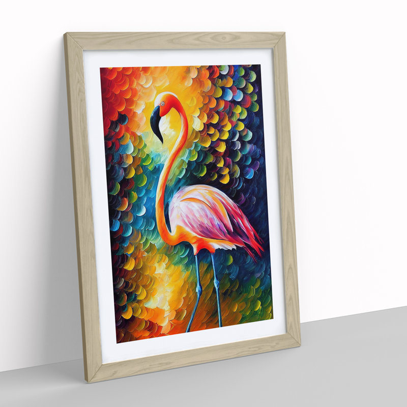 Flamingo Portrait No.1 - Framed Print, 64cm H x 46cm W x 2cm D, Oak