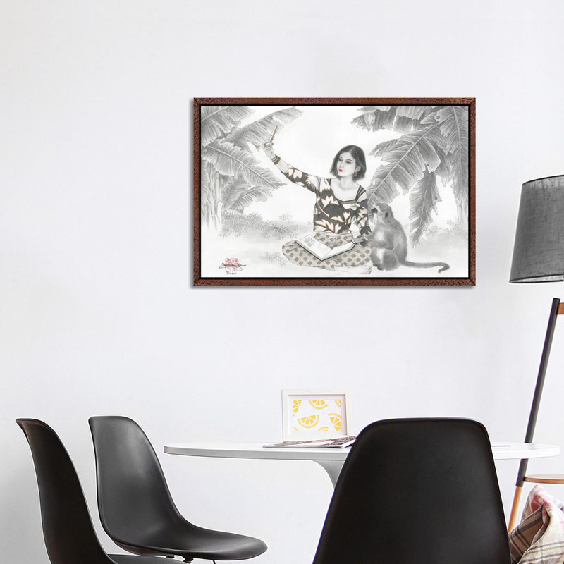 Monkey BFF - Painting on Canvas, Classic Brown Wood Framed, 101.6 cm H x 66.04 cm W