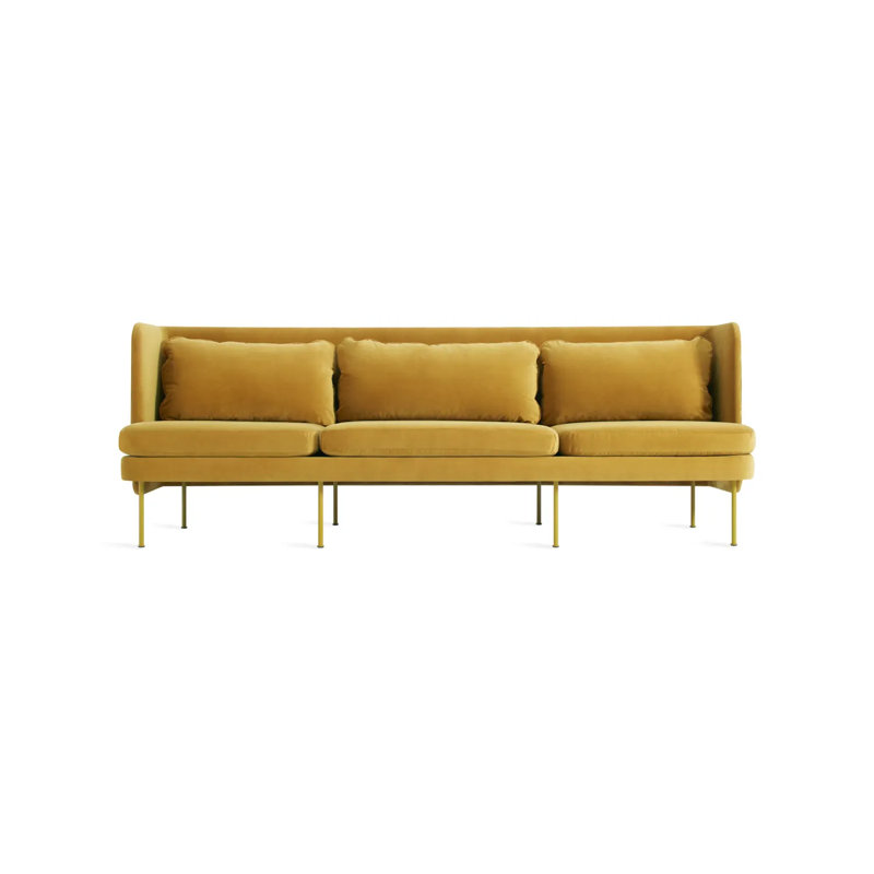 Bloke Upholstered Sofa, Ochre Velvet 100% Polyester, 34" H x 95" W x 32" D, Orche
