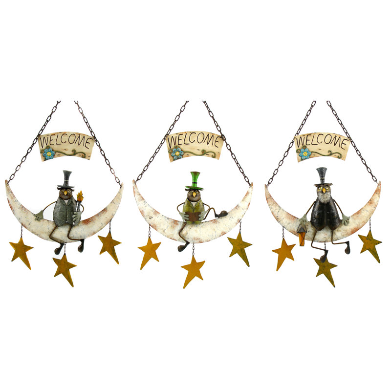 Ensemble de décoration murale suspendue 3 pièces owls sur la lune
