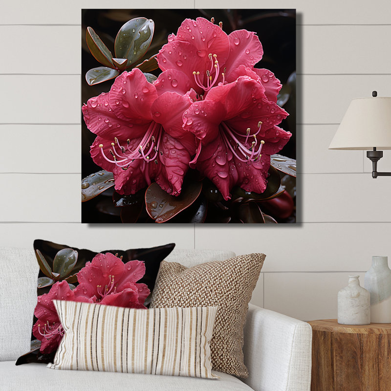 Singulier beauté des rhododendrons roses - art mural rhododendron, Cadre photo argenté, 36" H x 36" W