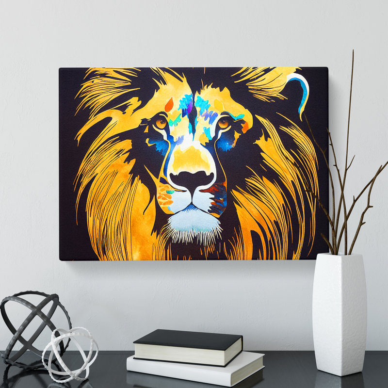 Lion Watercolour Vol.2 Abstract - Wrapped Canvas, 40cm H x 60cm W x 3cm D