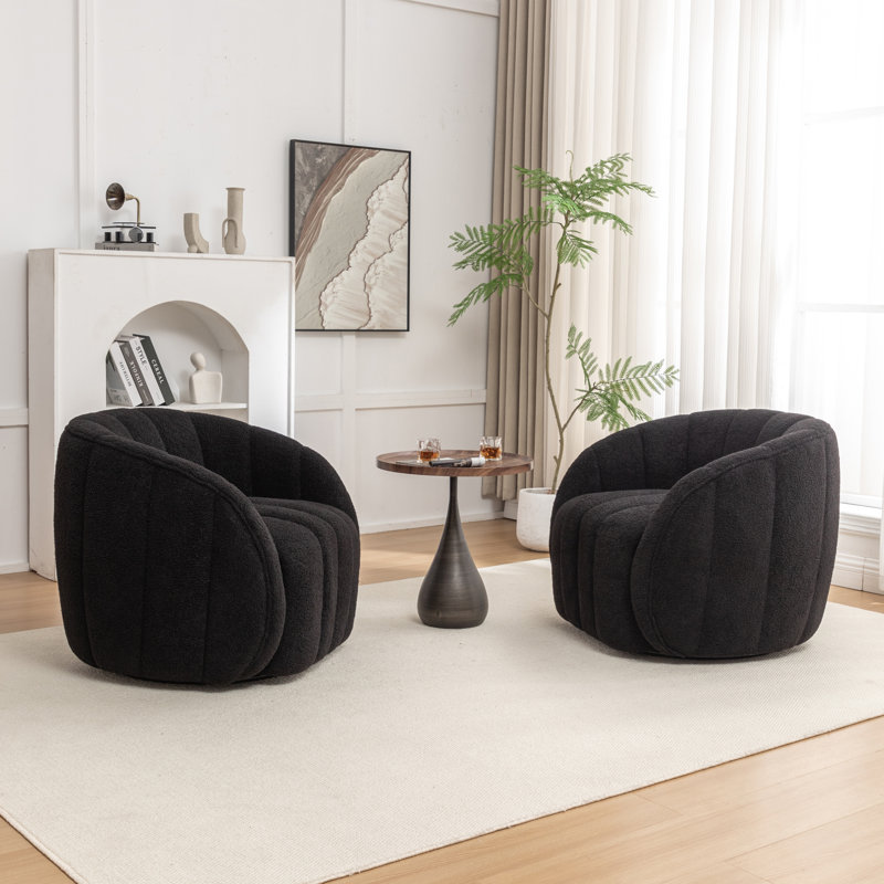 Fauteuil demi-tonneau pivotant, Mélange de polyester noir