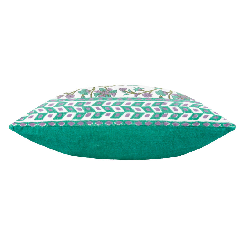 Mentera Floral Square Cushion Cover, Oasis Green/Lilac