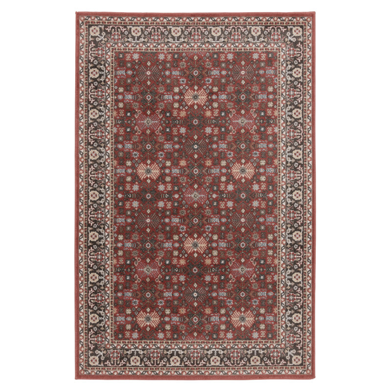 Bungalow Rose Macfarlane Red/Brown Traditional Indoor Polypropylene/Polyester Area Rug, Rectangle 7'10" x 9'10"